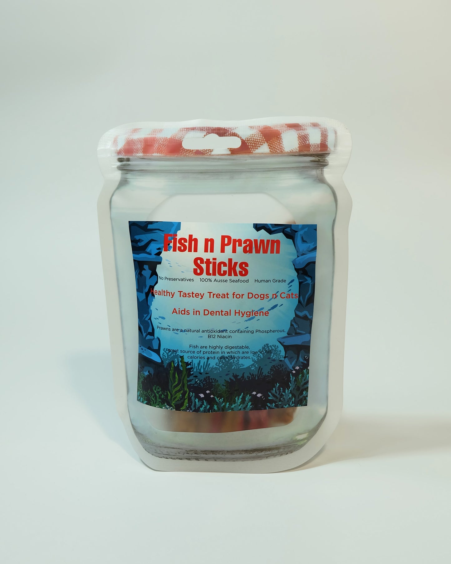 Pack of fish and prawn sticks for dogs and cats – natural Australian seafood pet treats