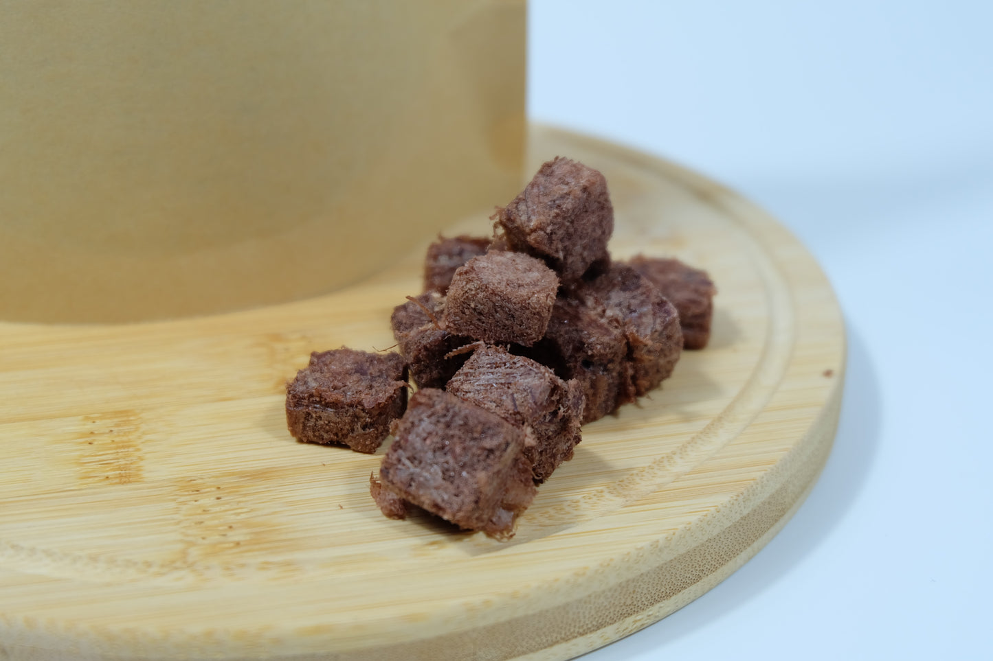 Close-up of freeze-dried kangaroo treats – natural, bite-sized Australian dog and cat snack