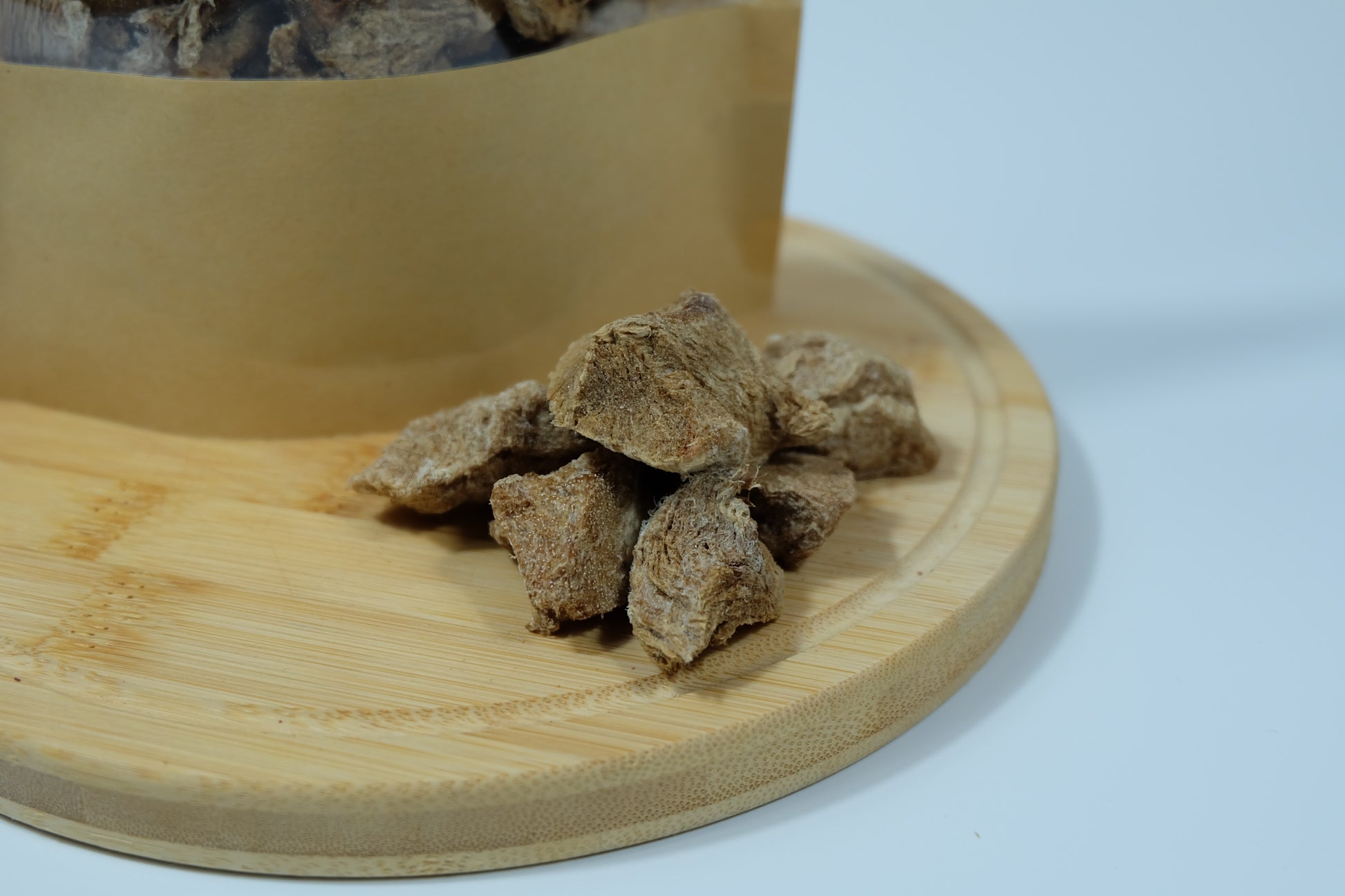 Close-up of freeze-dried venison treats – lean, bite-sized natural pet food for dogs and cats