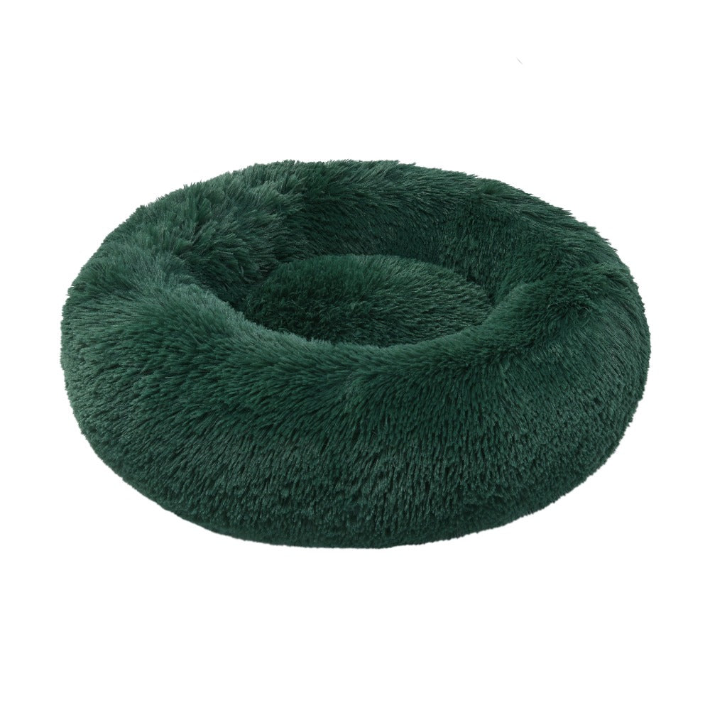 Shaggy Faux Fur Donut Calming Pet Nest Bed - Eden Green Charlie's Pet Products