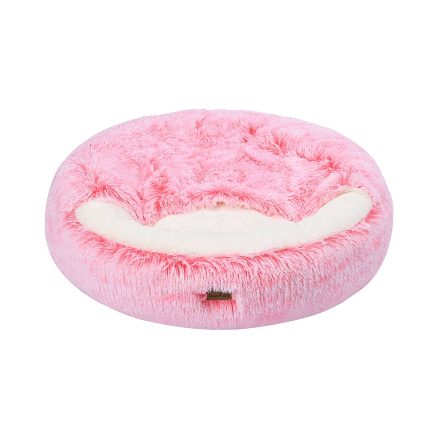 Snookie Hooded Pet Bed in Faux Fur - Ombre Pink Charlie's Pet Products