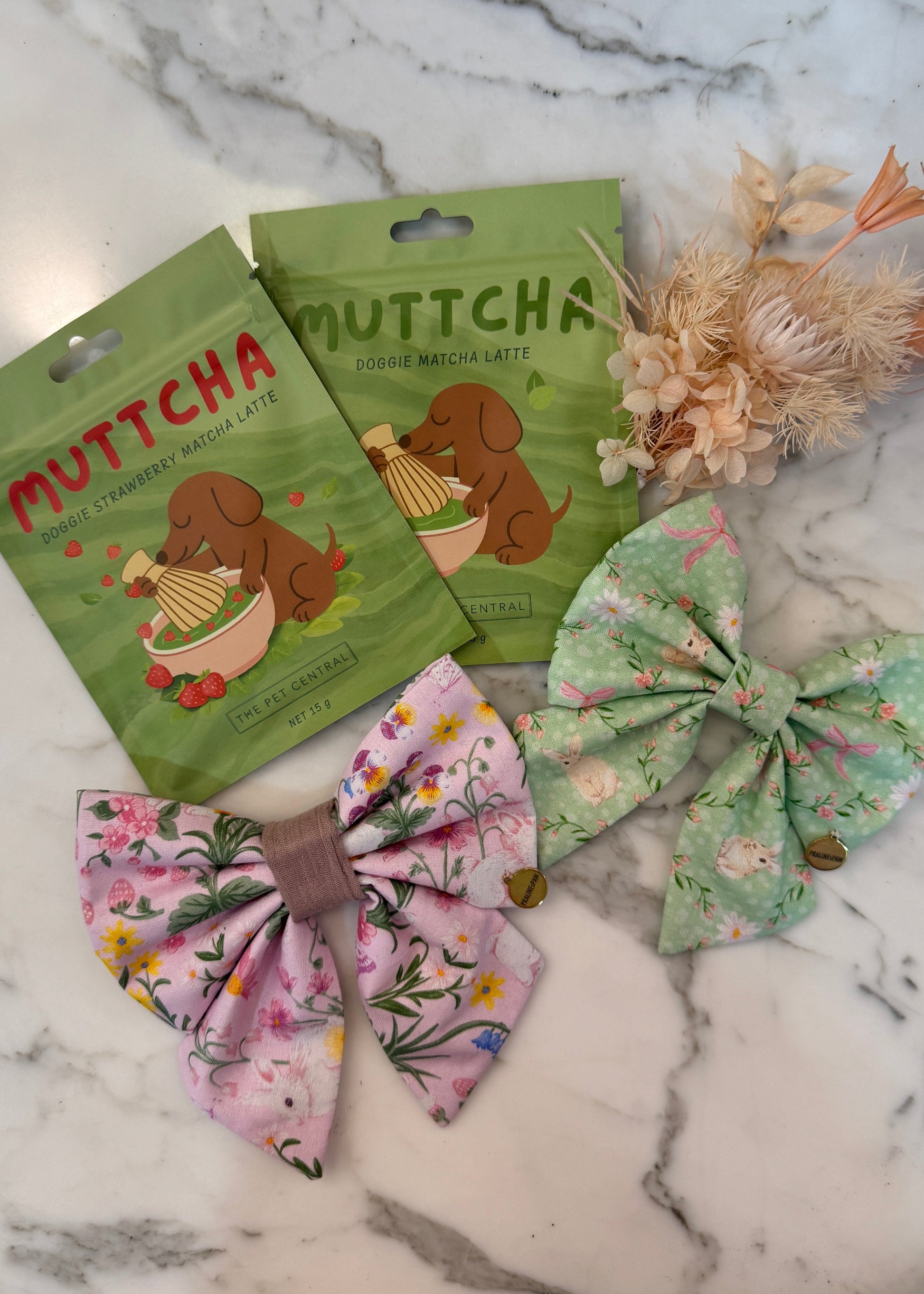Easter Bows + Muttcha Bundle, Strawberry Muttcha