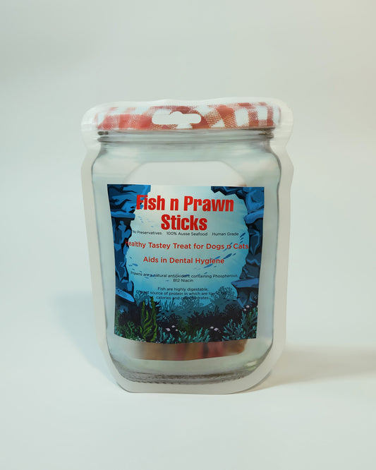 Pack of fish and prawn sticks for dogs and cats – natural Australian seafood pet treats