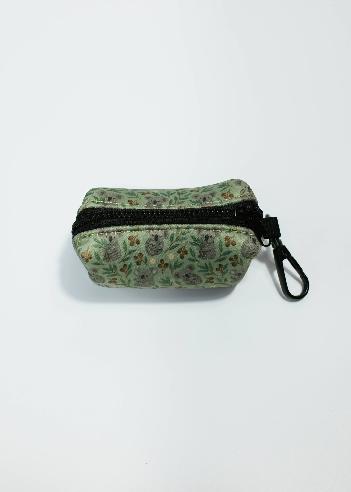 Top part of Green Koala Poop Bag Holder, the calming and playful Green Koala print, inspired by Australia’s beloved wildlife. Part of The Pet Central’s walkwear range, with exclusive print rights. Designed in Australia.
