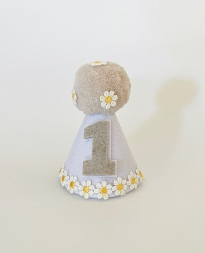 White Daisy Felt Dog Party Hat