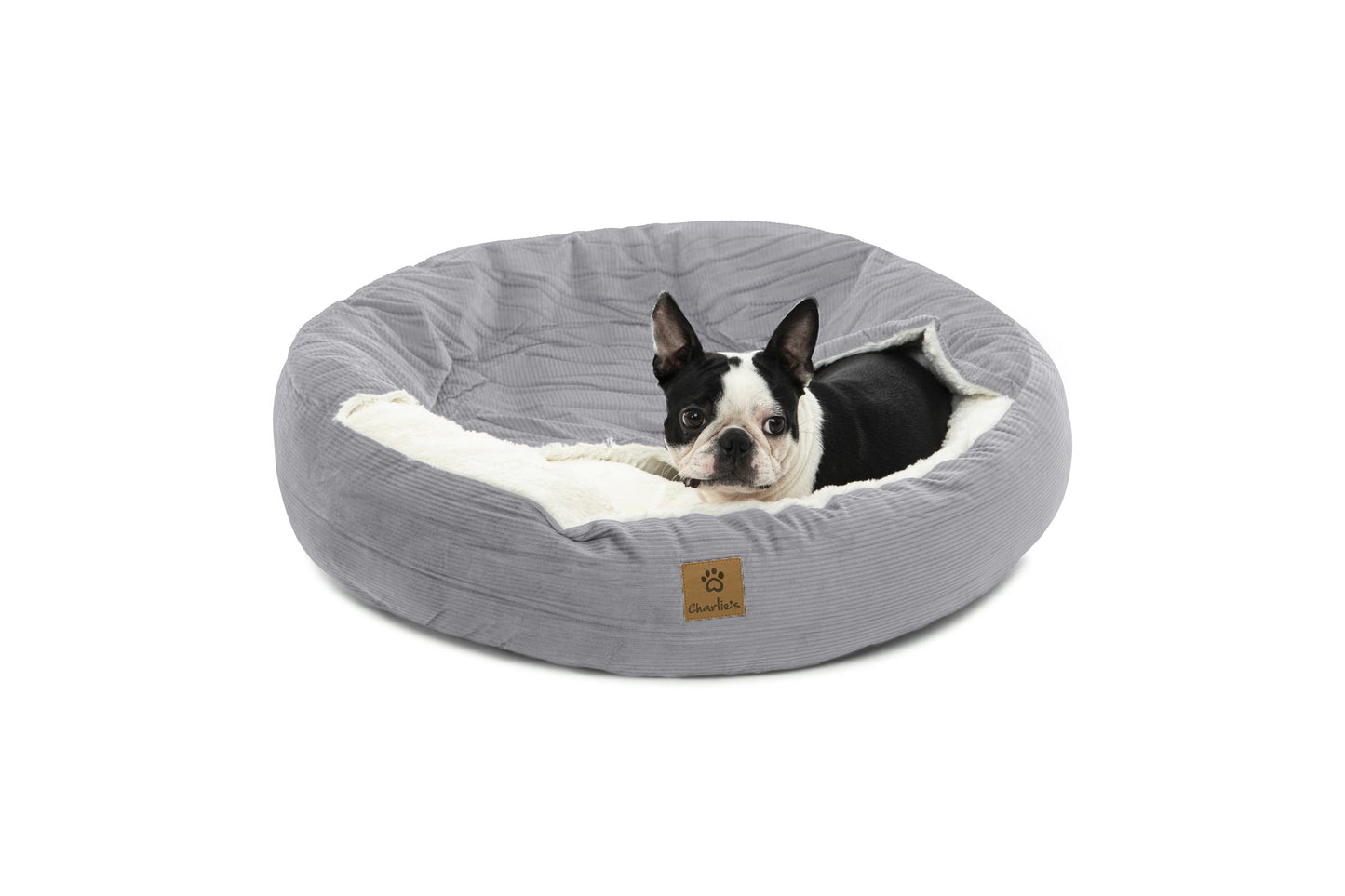 Snookie Hooded Pet Bed in Corduroy - Dove Grey Charlie's Pet Products