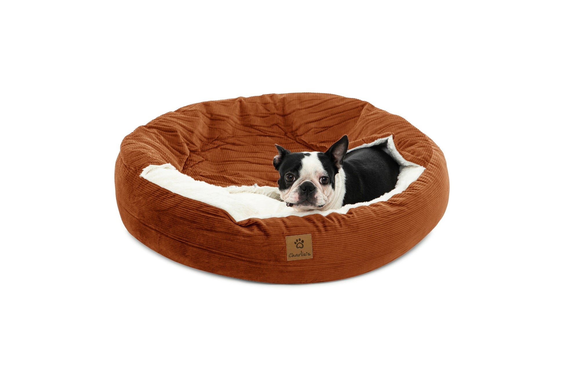 Snookie Hooded Pet Bed in Corduroy - Terracotta Charlie's Pet Products