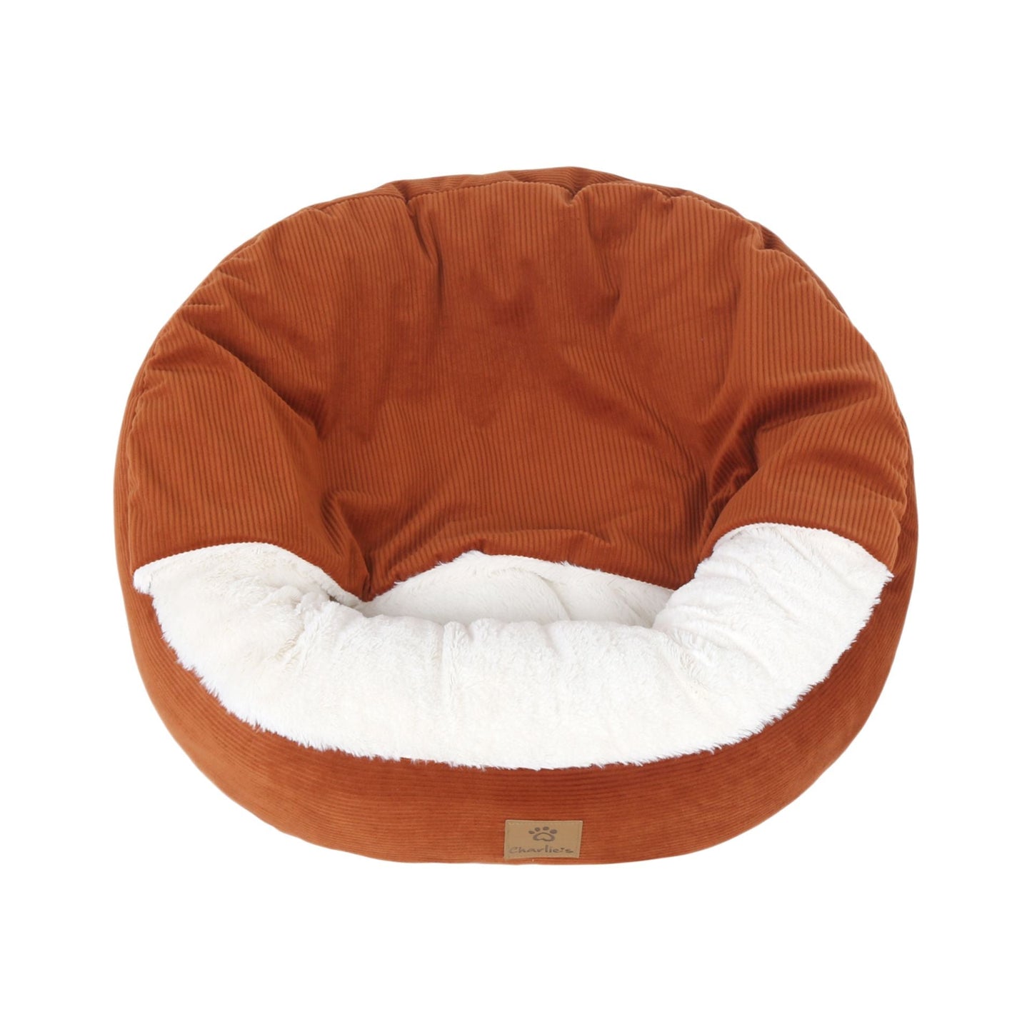 Snookie Hooded Pet Bed in Corduroy - Terracotta Charlie's Pet Products