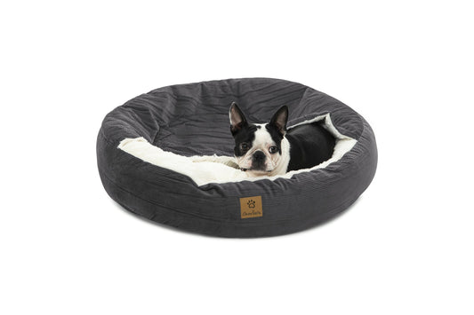 Snookie Hooded Pet Bed in Corduroy - Charcoal Charlie's Pet Products