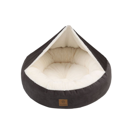 Snookie Hooded Pet Bed in Corduroy - Charcoal Charlie's Pet Products