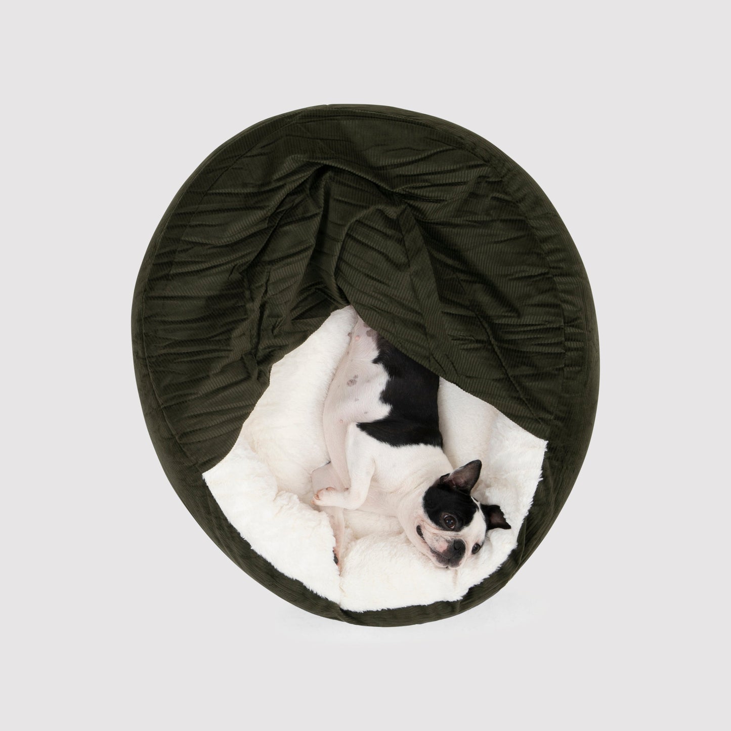 Snookie Hooded Pet Bed in Corduroy - Dark Olive Green Charlie's Pet Products