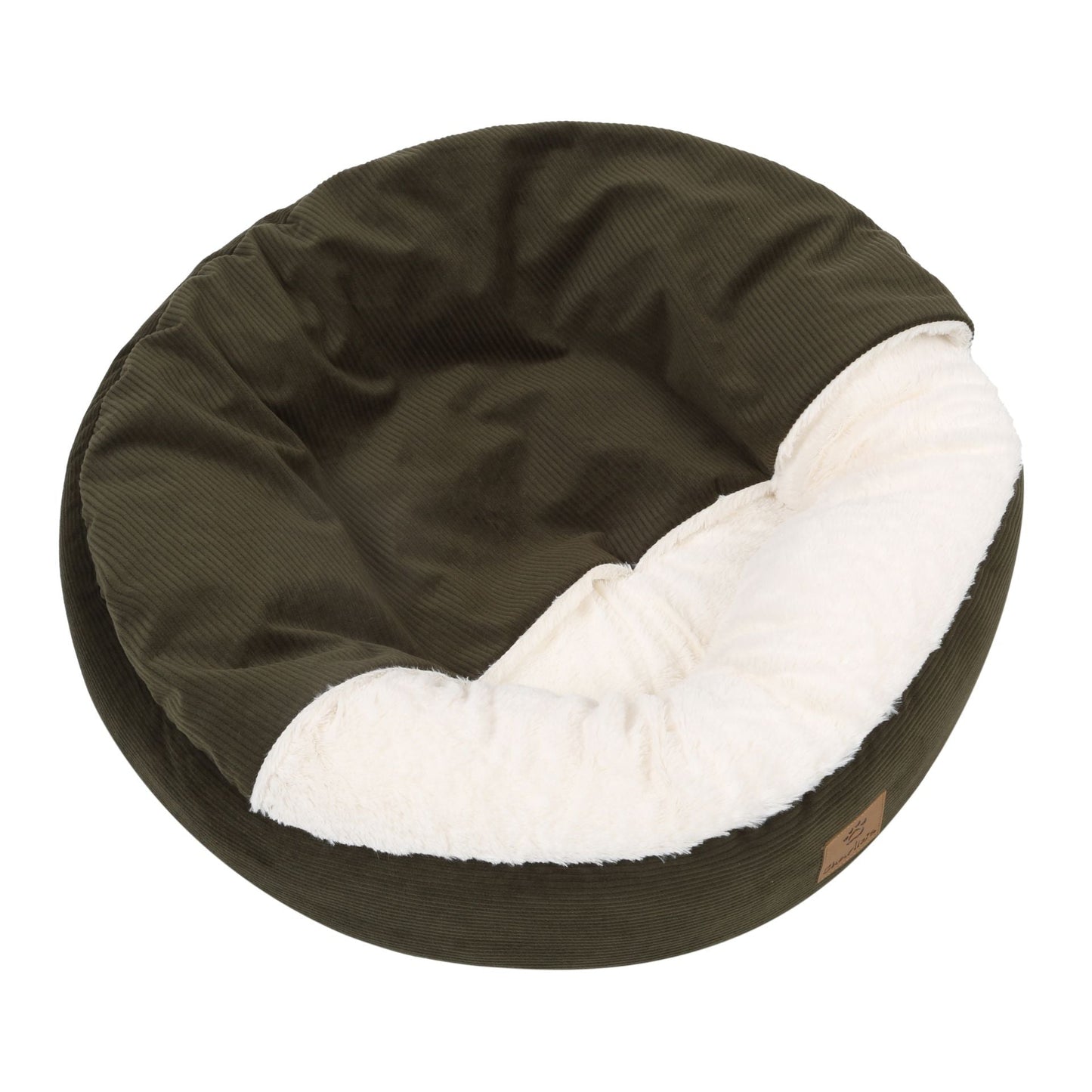 Snookie Hooded Pet Bed in Corduroy - Dark Olive Green Charlie's Pet Products