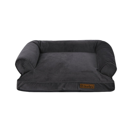 Ripley Corduroy Pet Sofa Bed - Charcoal Charlie's Pet Products