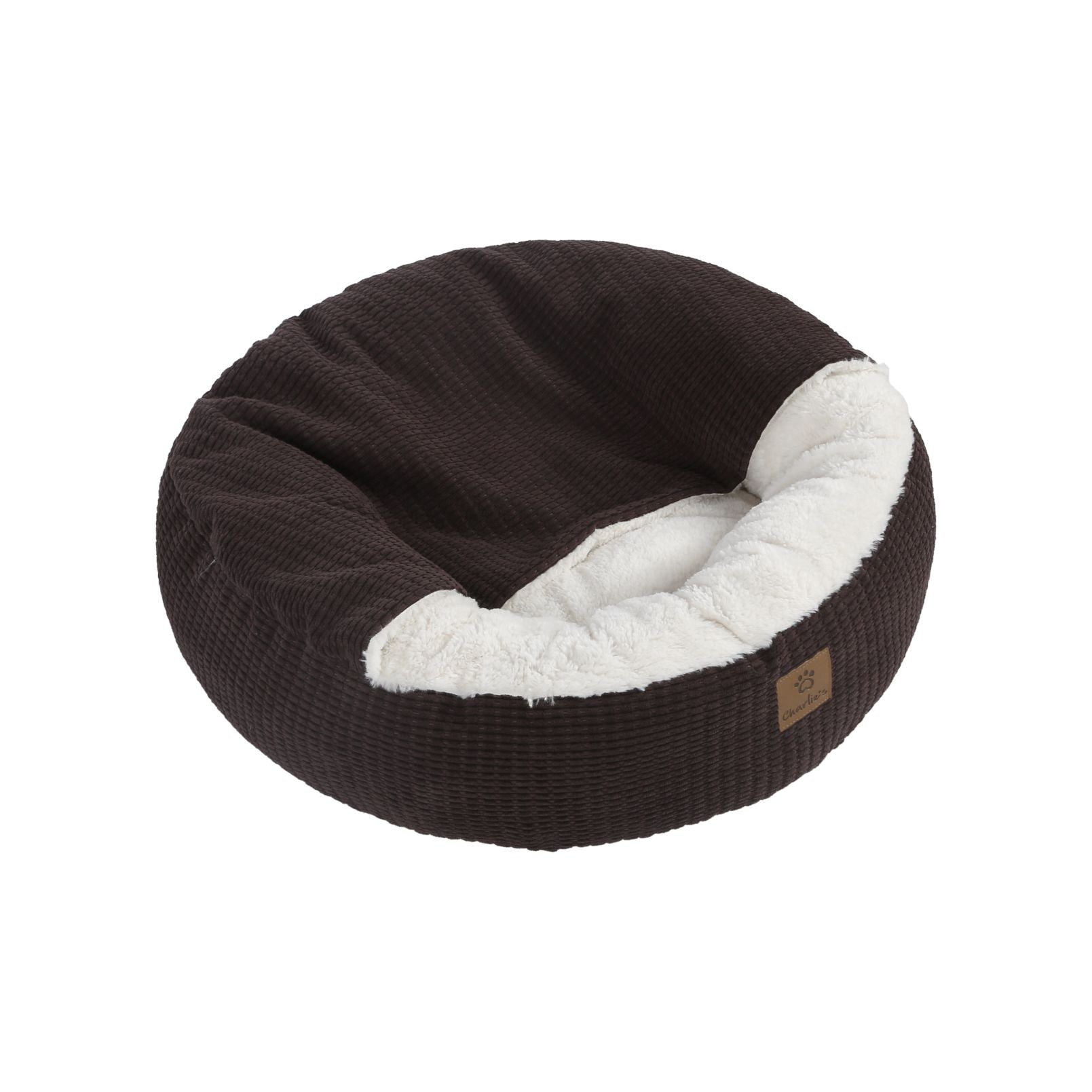 Snookie Hooded Pet Bed in Corncob - Espresso/Latte Charlie's Pet Products