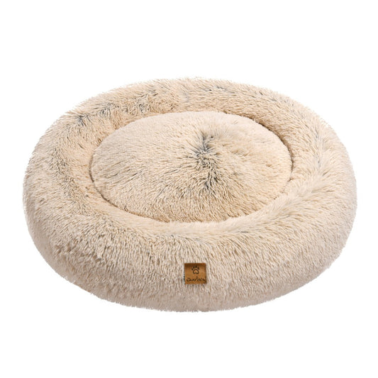 Shaggy Faux Fur Donut Calming Pet Nest Bed - Cream Chinchilla Charlie's Pet Products