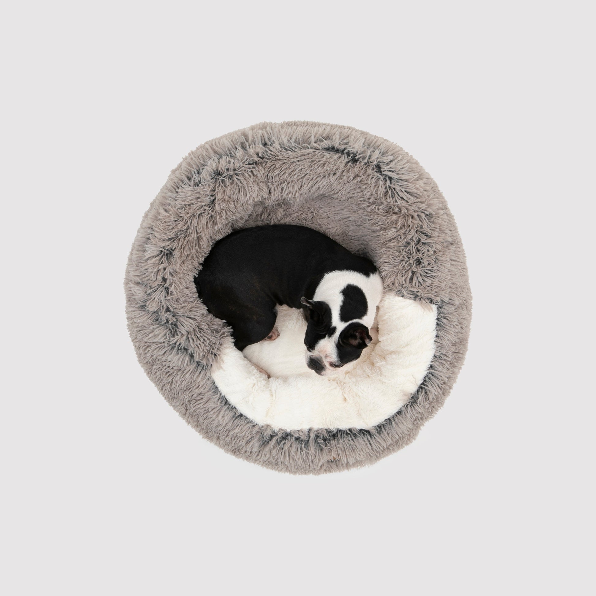 Snookie Hooded Pet Bed in Faux Fur - Grey Charlie's Pet Products