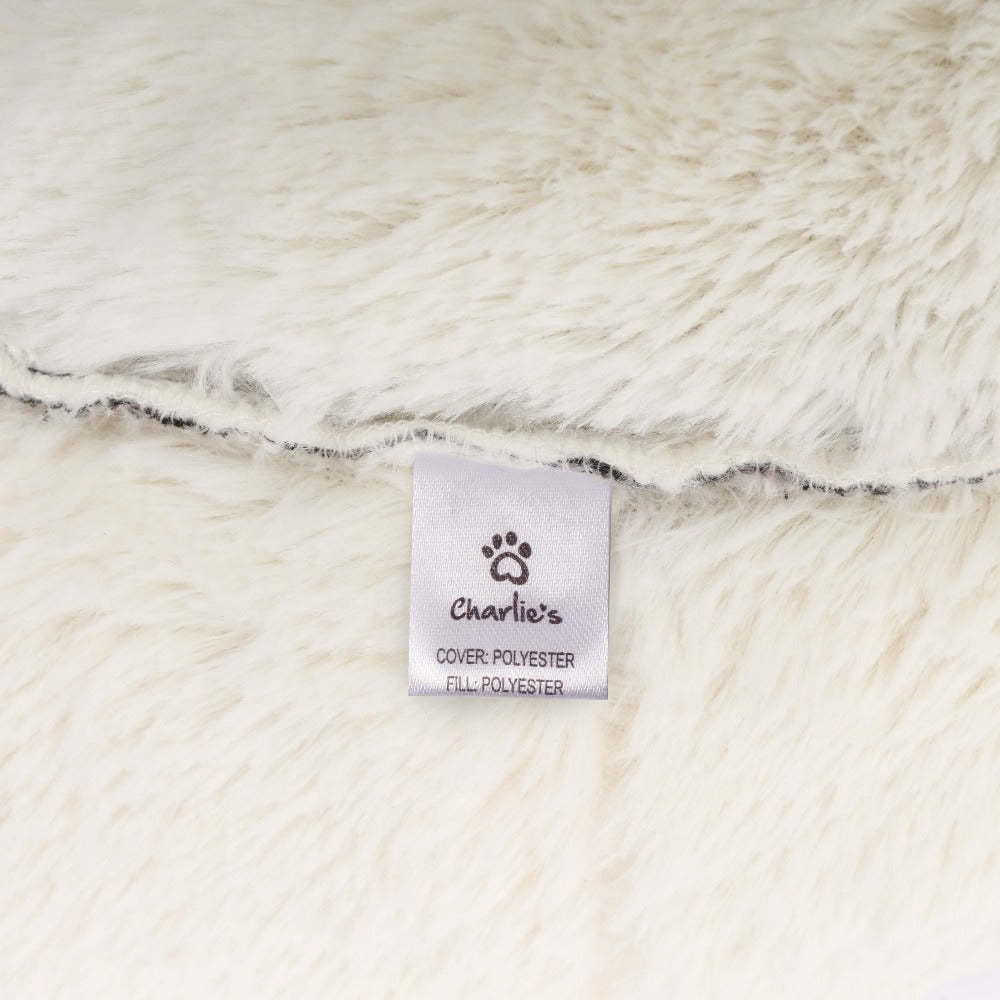 Snookie Hooded Pet Bed in Faux Fur - Artic White Chinchilla Charlie's Pet Products