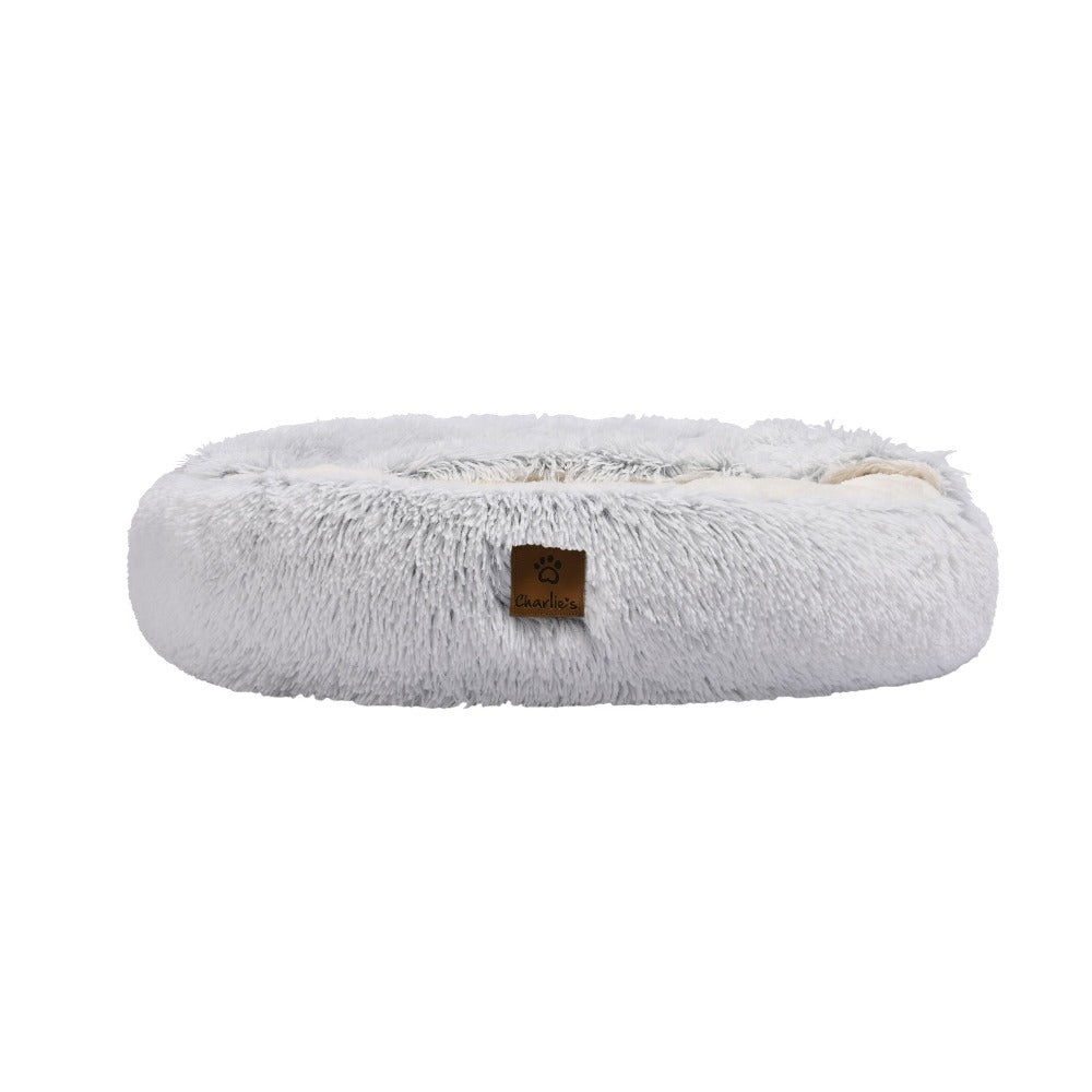 Snookie Hooded Pet Bed in Faux Fur - Artic White Chinchilla Charlie's Pet Products