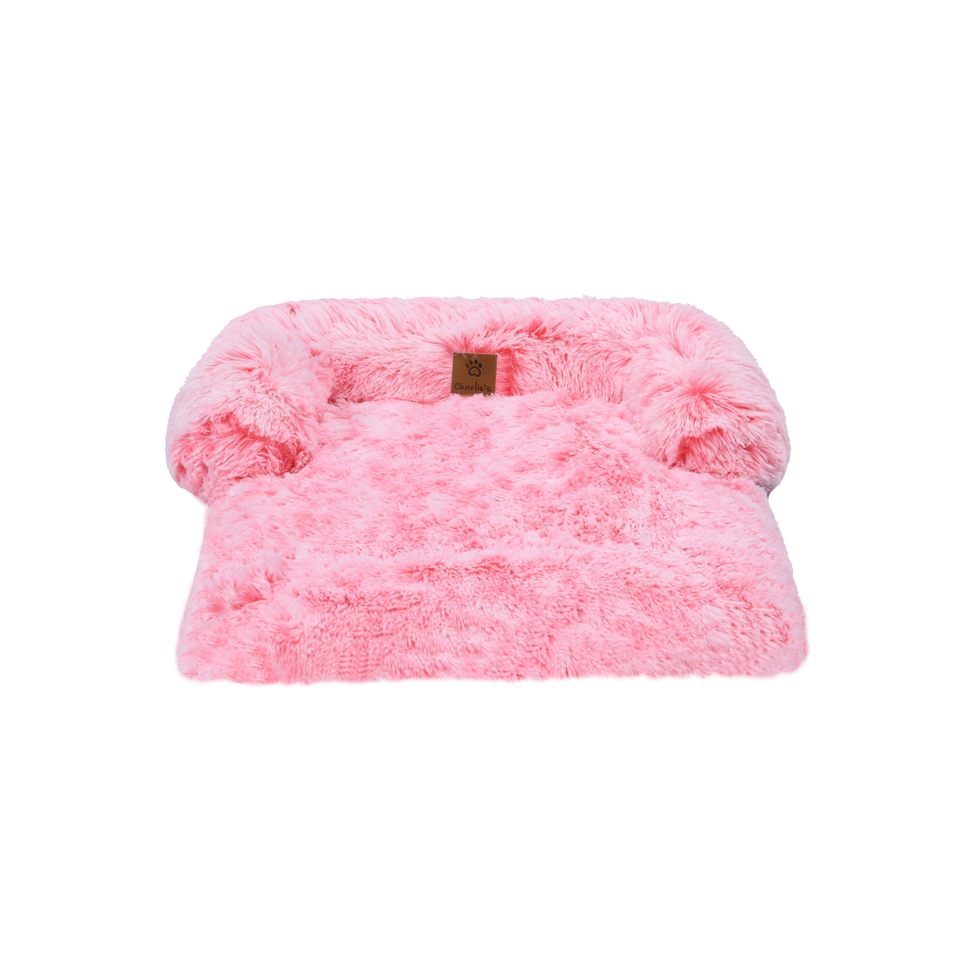 Shaggy Faux Fur Bolster Sofa Protector Pet Bed - Ombre Pink Charlie's Pet Products