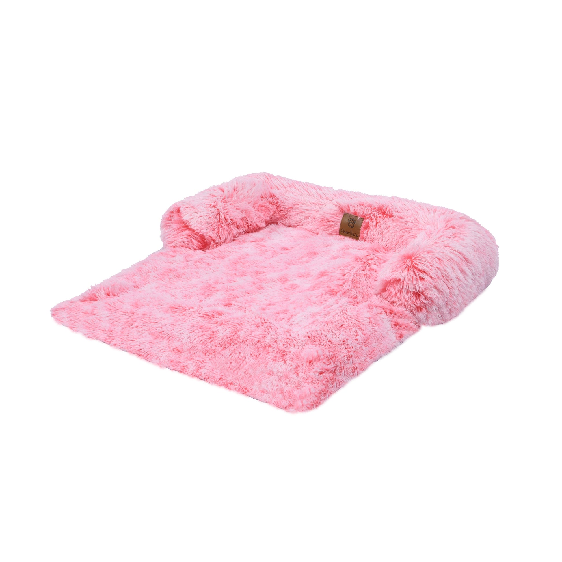 Shaggy Faux Fur Bolster Sofa Protector Pet Bed - Ombre Pink Charlie's Pet Products