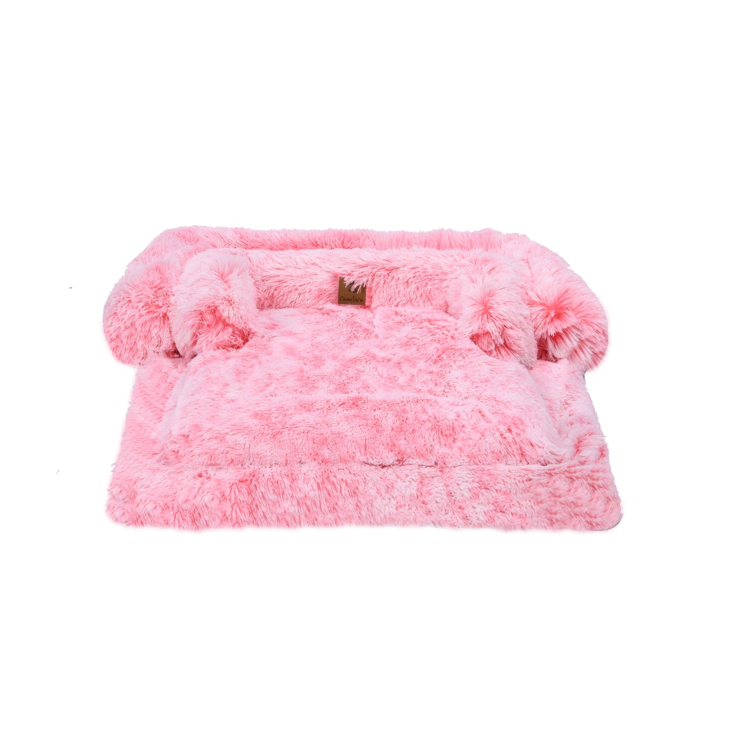 Shaggy Faux Fur Bolster Sofa Protector Pet Bed - Ombre Pink Charlie's Pet Products