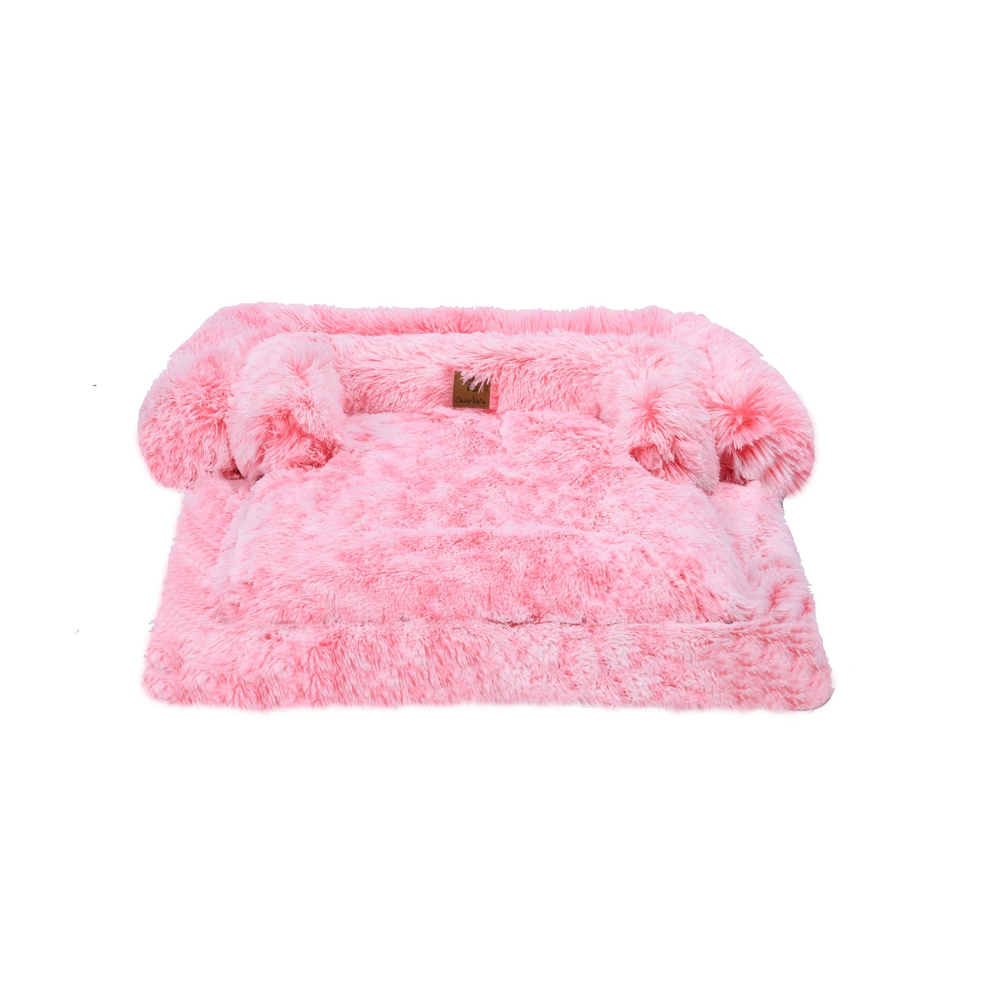 Shaggy Faux Fur Bolster Sofa Protector Pet Bed - Ombre Pink Charlie's Pet Products