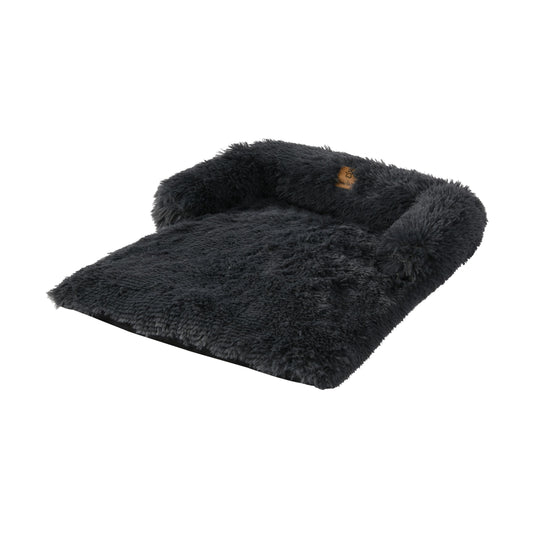 Shaggy Faux Fur Bolster Sofa Protector Pet Bed - Charcoal Charlie's Pet Products