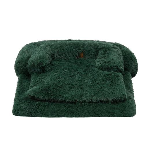 Shaggy Faux Fur Bolster Sofa Protector Pet Bed - Eden Green Charlie's Pet Products