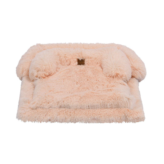 Shaggy Faux Fur Bolster Sofa Protector Pet Bed - Soft Beige Charlie's Pet Products