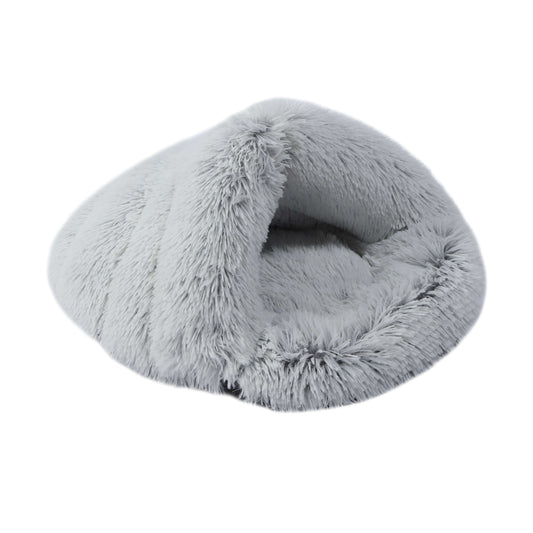 Shaggy Faux Fur Igloo Cat Cave Bed - Arctic Grey Charlie's Pet Products