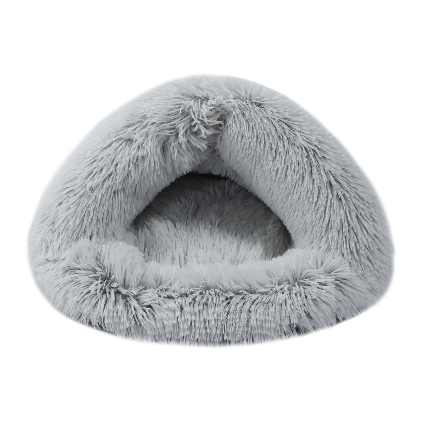Shaggy Faux Fur Igloo Cat Cave Bed - Arctic Grey Charlie's Pet Products