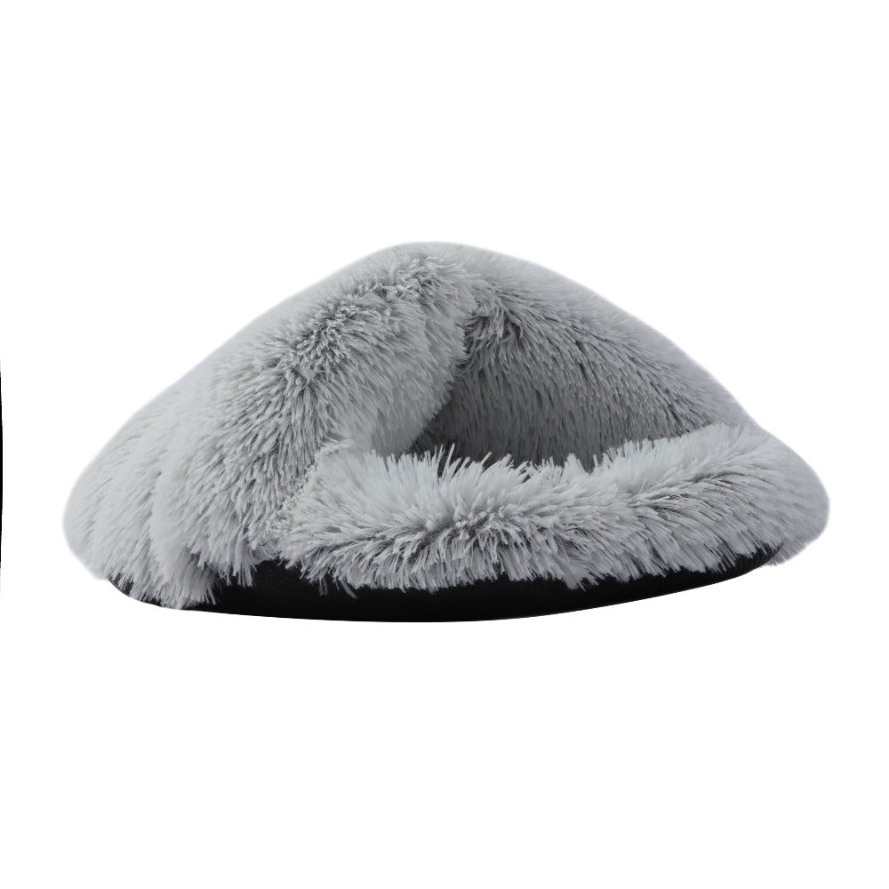 Shaggy Faux Fur Igloo Cat Cave Bed - Arctic Grey Charlie's Pet Products