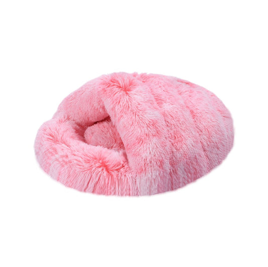 Shaggy Faux Fur Igloo Cat Cave Bed - Ombre Pink Charlie's Pet Products