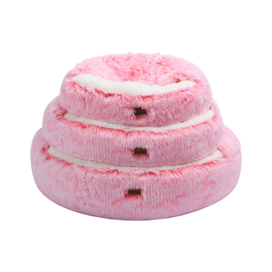 Snookie Hooded Pet Bed in Faux Fur - Ombre Pink Charlie's Pet Products