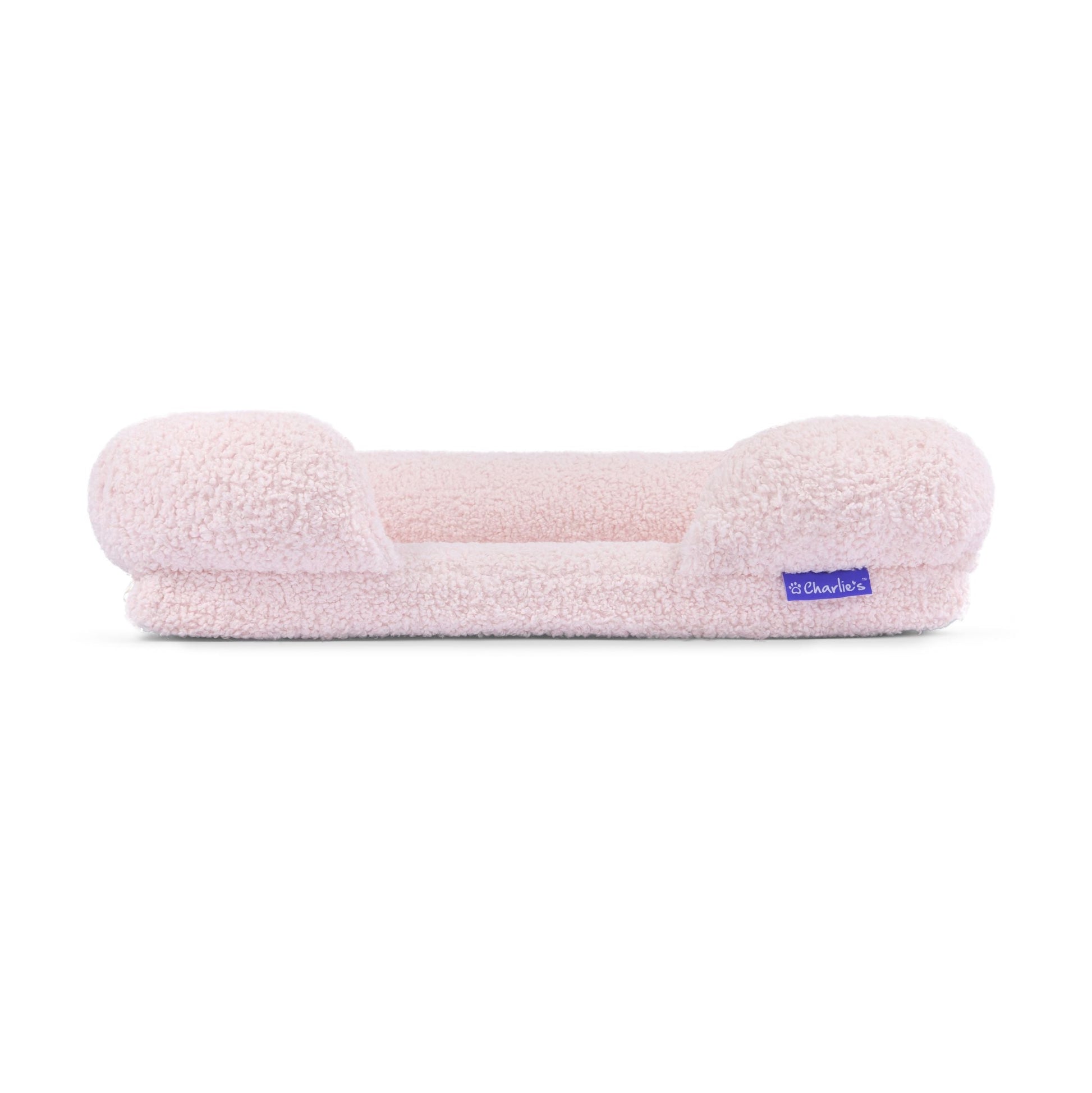 Teddy Fleece Memory Foam Sofa Pet Bed with Bolster - Pink Charlie's Pet Products