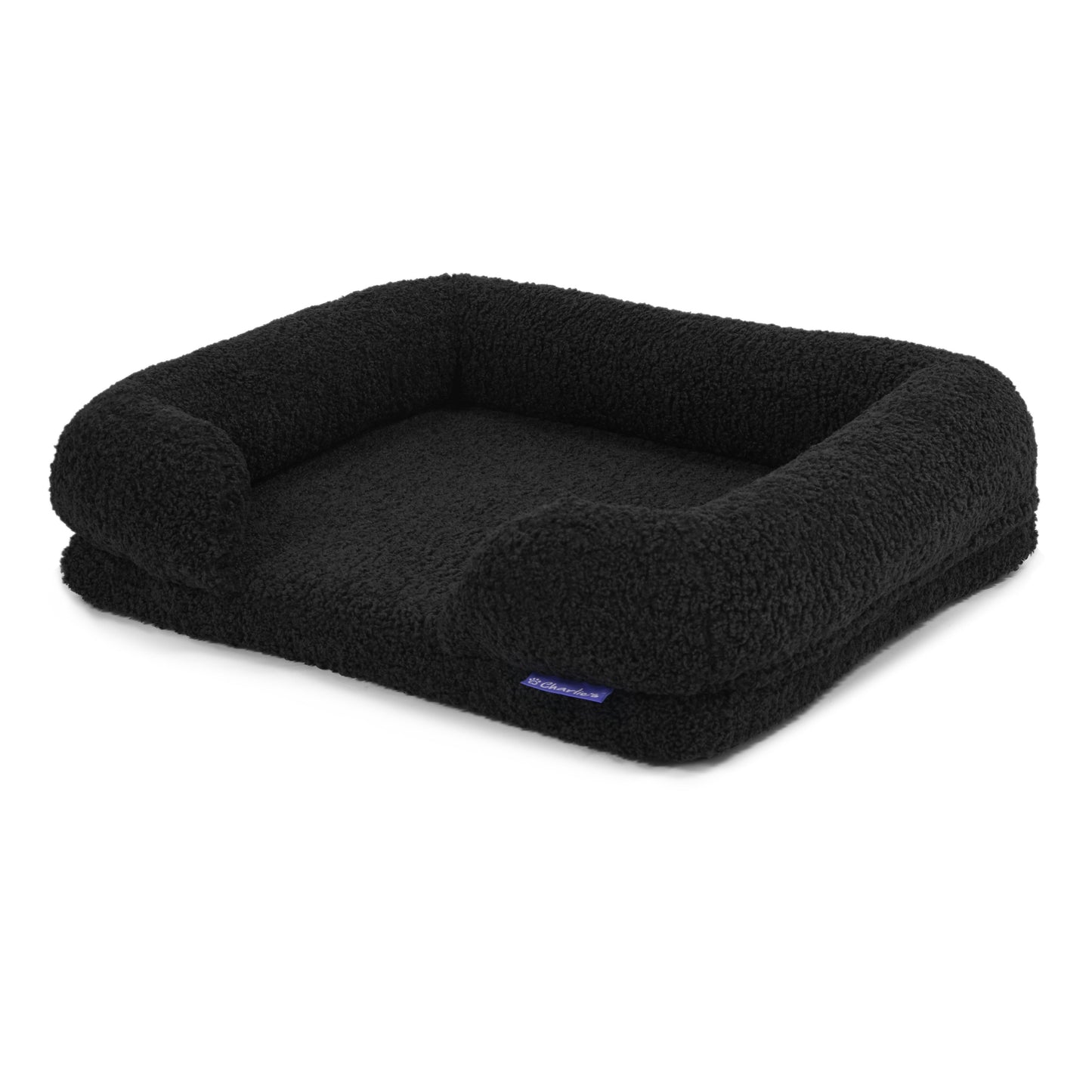 Teddy Fleece Memory Foam Sofa Pet Bed with Bolster - Charcoal Charlie's Pet Products