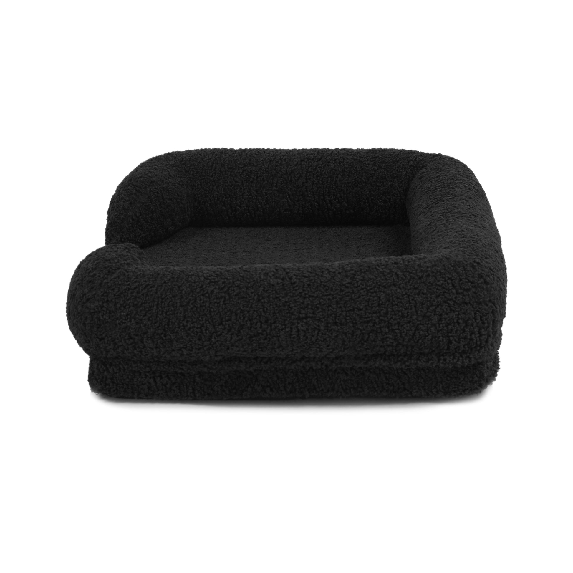 Teddy Fleece Memory Foam Sofa Pet Bed with Bolster - Charcoal Charlie's Pet Products