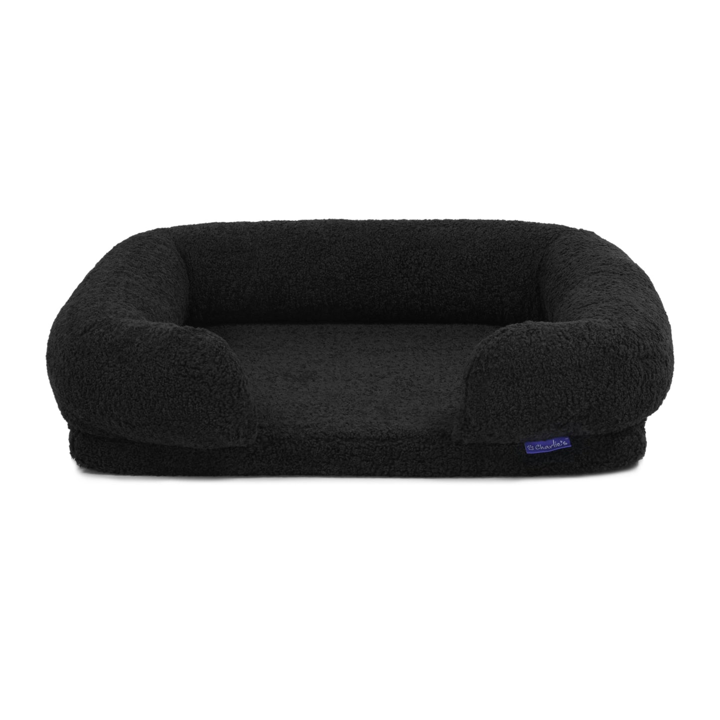 Teddy Fleece Memory Foam Sofa Pet Bed with Bolster - Charcoal Charlie's Pet Products