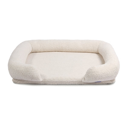Teddy Fleece Memory Foam Sofa Pet Bed with Bolster - Cream Charlie's Pet Products