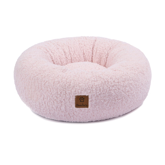 Teddy Fleece Round Donut Pet Bed - Pink Charlie's Pet Products