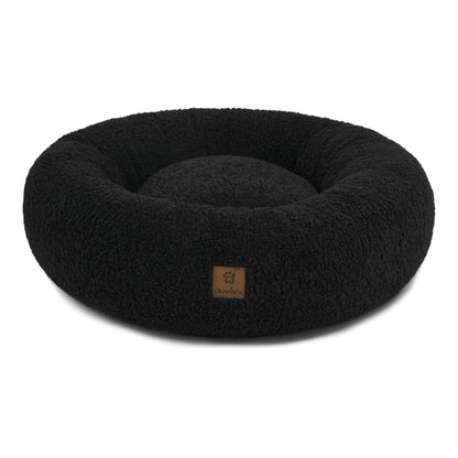 Teddy Fleece Round Donut Pet Bed - Charcoal Charlie's Pet Products