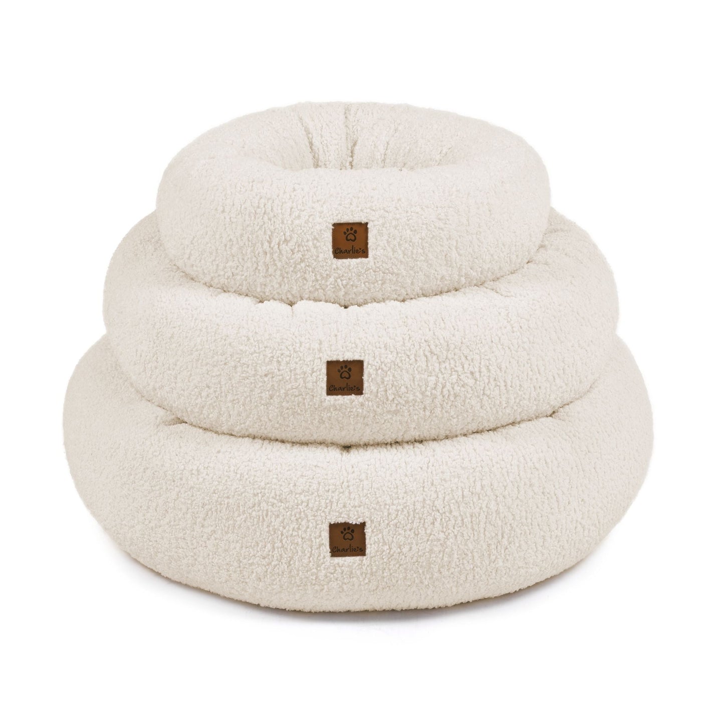 Teddy Fleece Round Donut Pet Bed - Cream Charlie's Pet Products