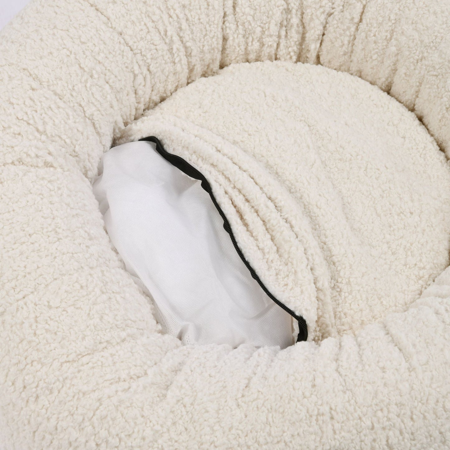 Teddy Fleece Round Donut Pet Bed - Cream Charlie's Pet Products