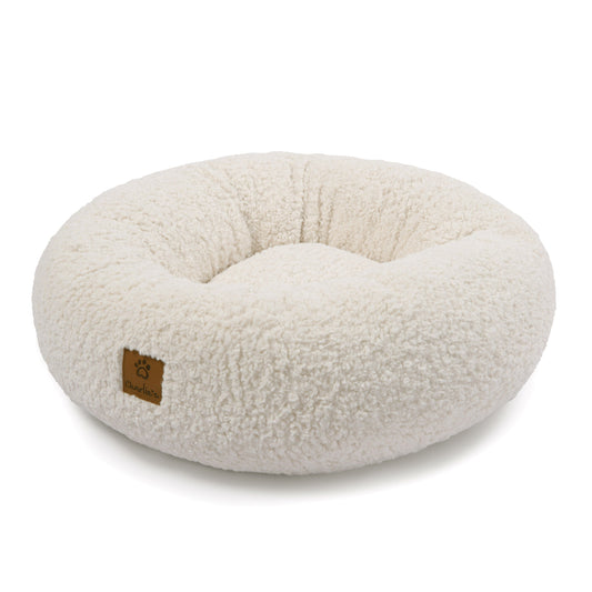 Teddy Fleece Round Donut Pet Bed - Cream Charlie's Pet Products