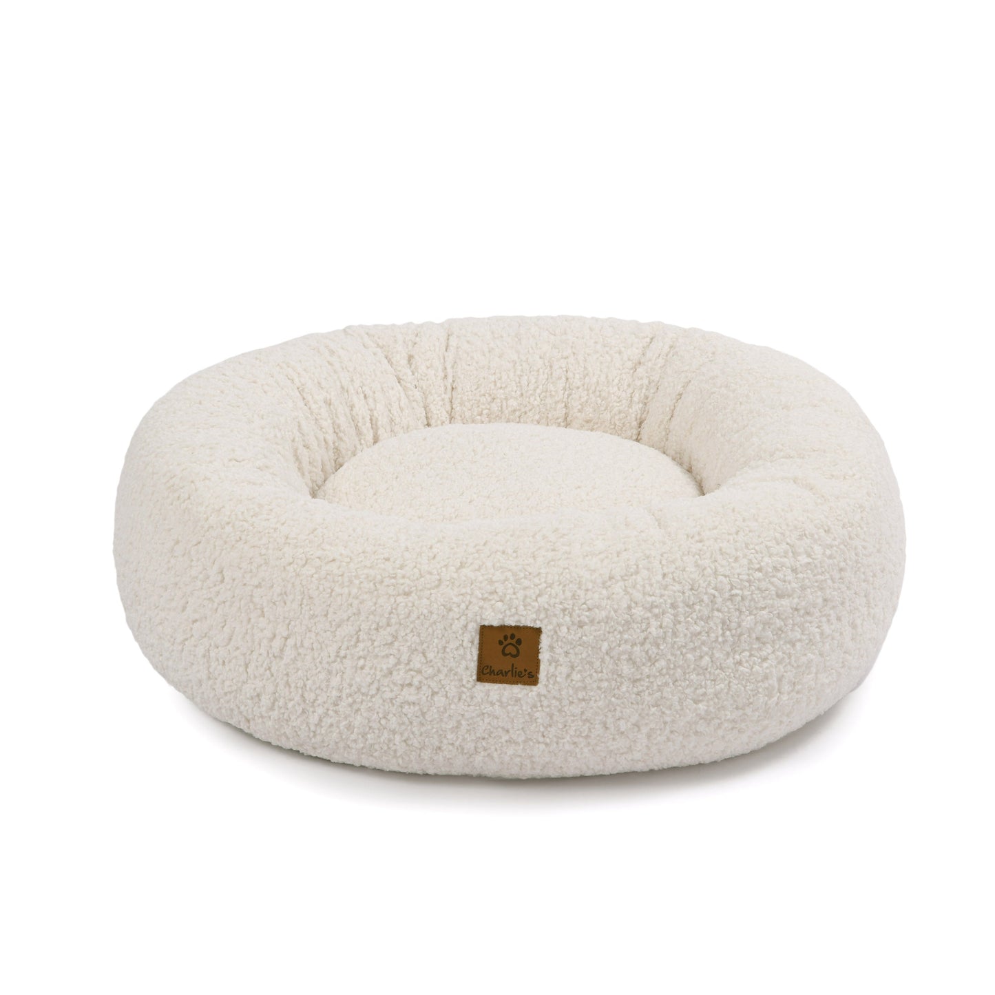 Teddy Fleece Round Donut Pet Bed - Cream Charlie's Pet Products