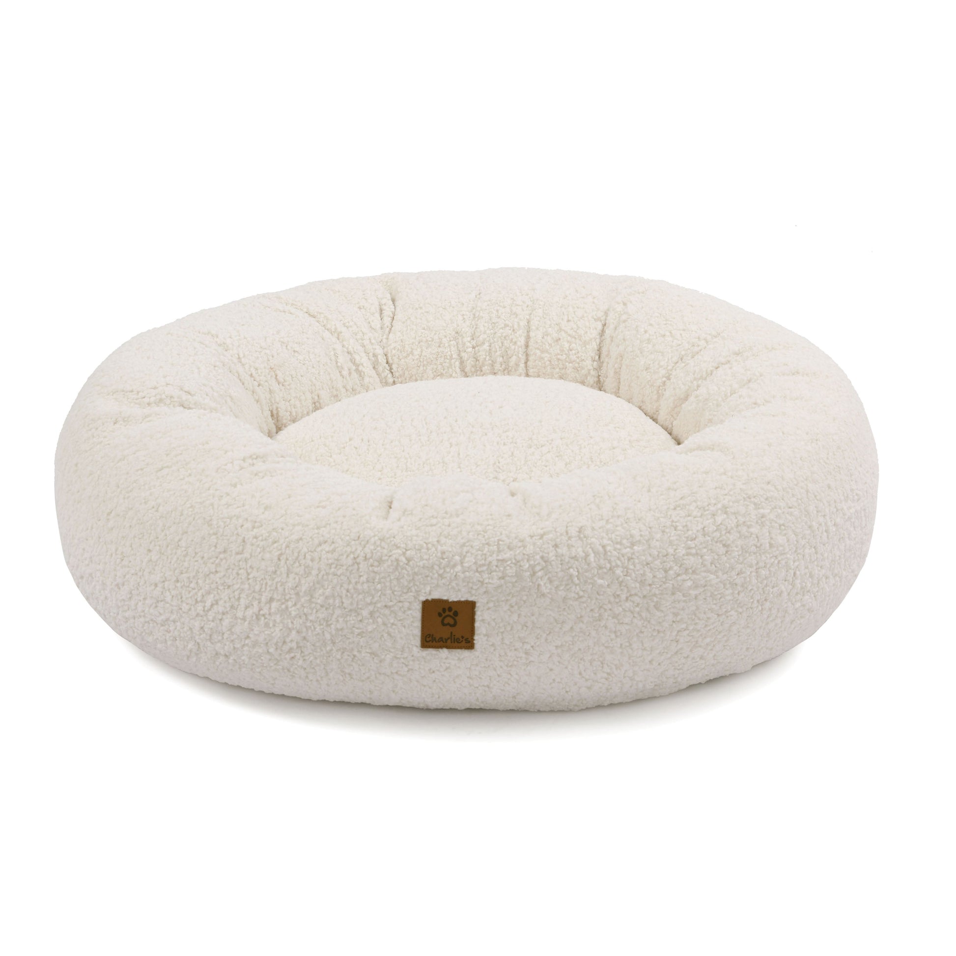 Teddy Fleece Round Donut Pet Bed - Cream Charlie's Pet Products