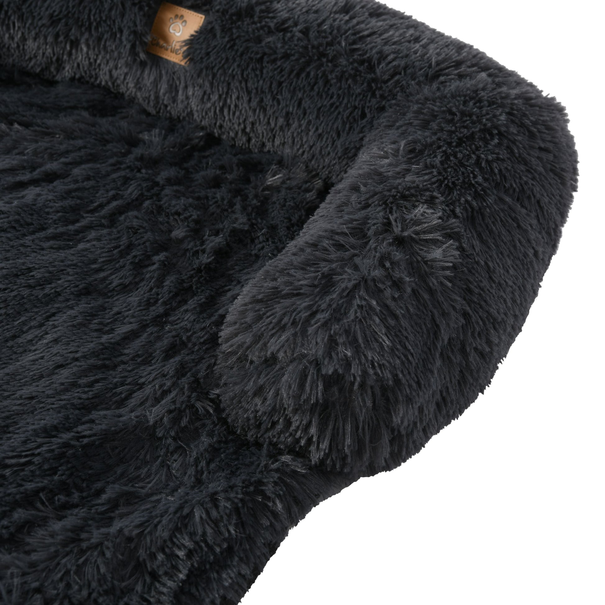 Shaggy Faux Fur Bolster Sofa Protector Pet Bed - Charcoal Charlie's Pet Products