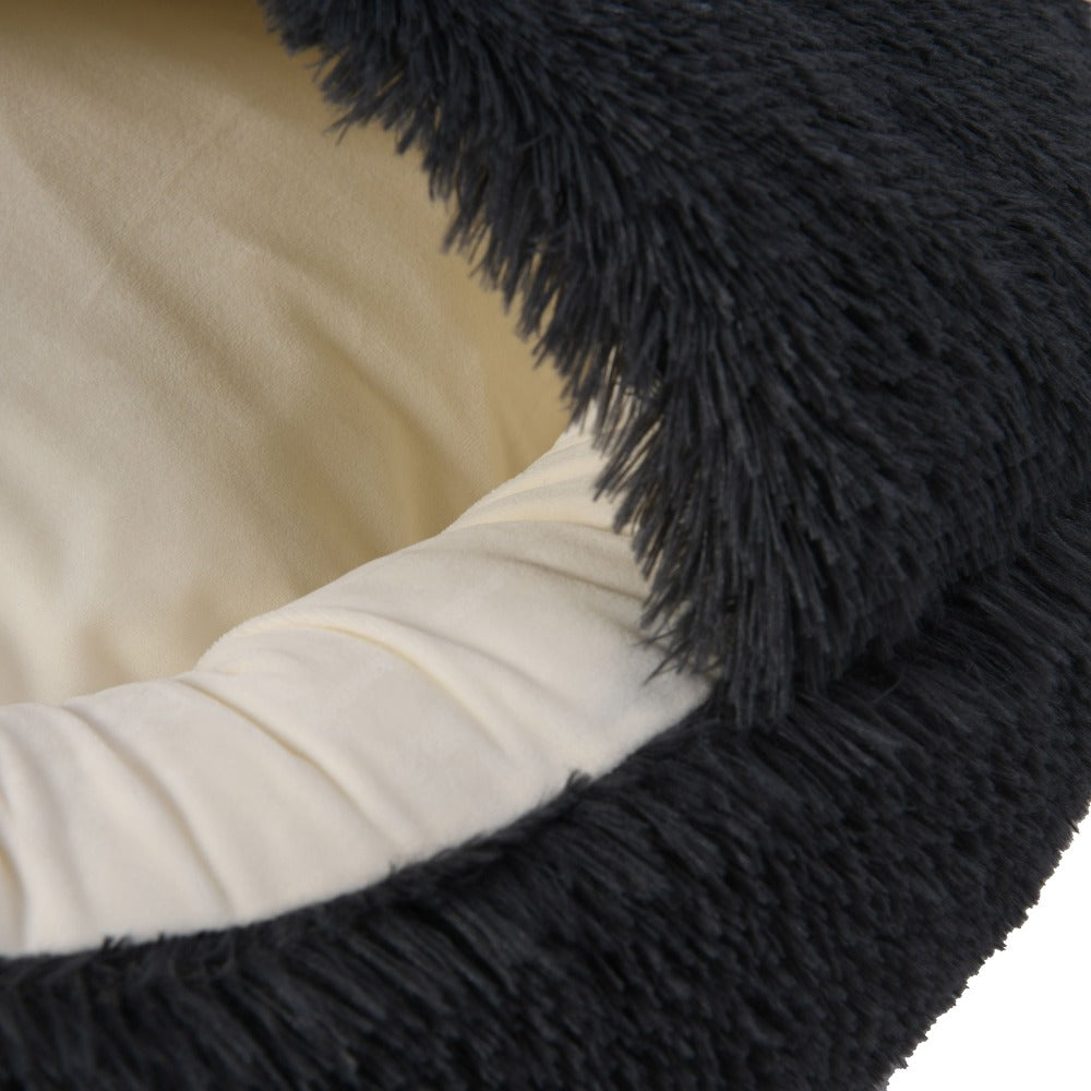 Snoodie Faux Fur Pet Cave with Removable Cover Charcoal Charlie's Pet Products