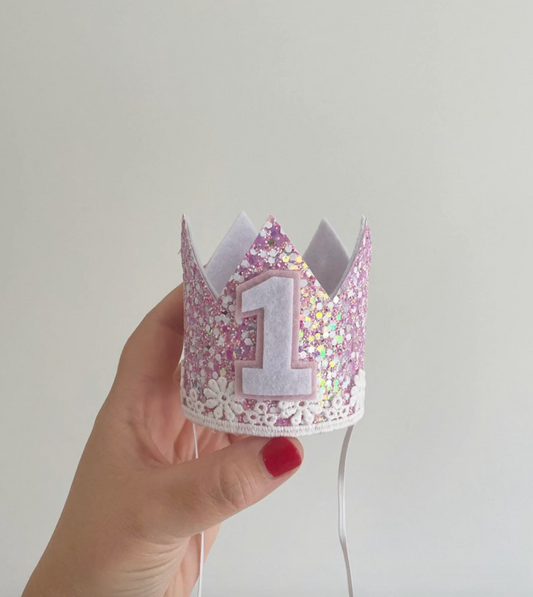 Pink Glitter Dog Birthday Crown