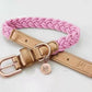 Dog Collar Peony Pink/Rose Gold Plaited